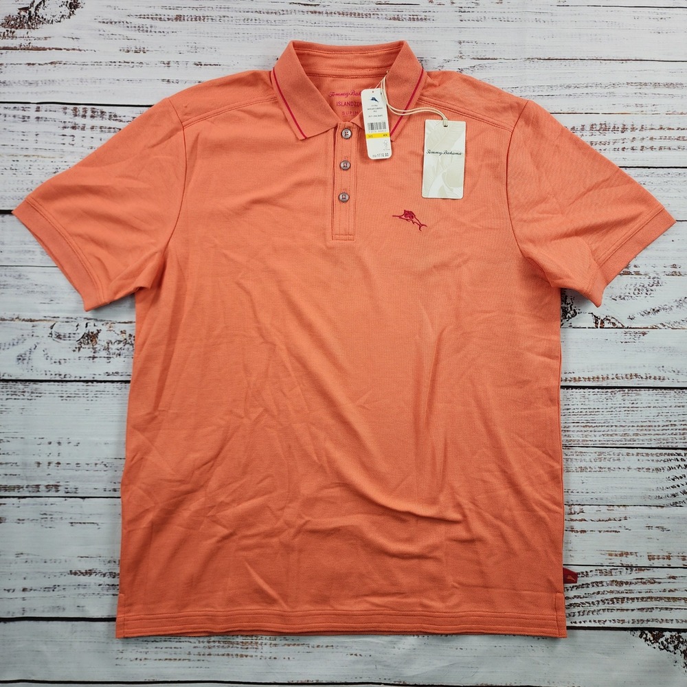 NWT Tommy Bahama Emfielder Clubhouse Polo Shirt Men's M Coral Quartz Supima Golf